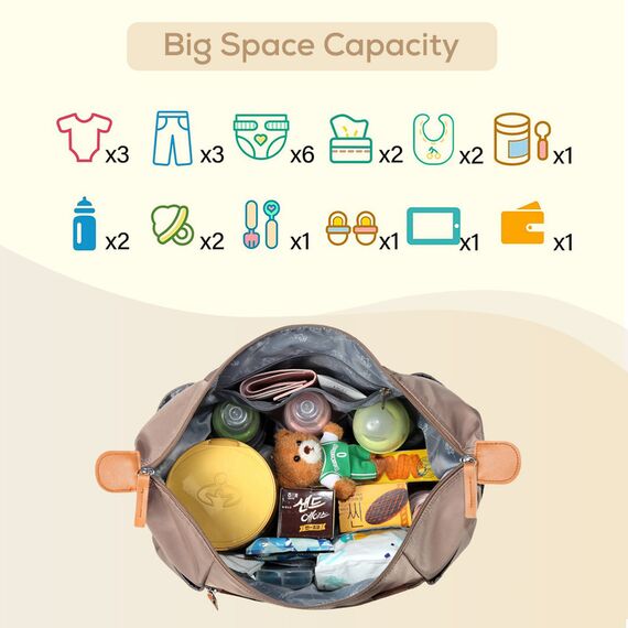 Little Story Zurich Pack And Go Baby Travel Diaper Bag, Color: Beige, 7 image