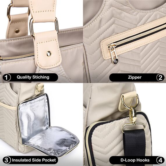 Little Story Matilda Diaper Bag, Color: Ivory, 8 image