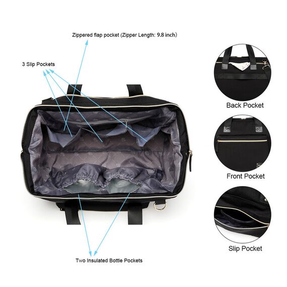 Little Story Zera Mom Dad Diaper Bag, Color: Black, 3 image
