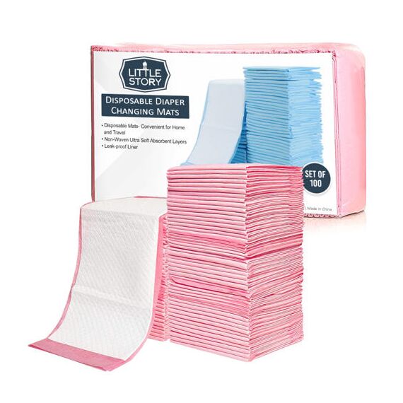 Little Story Disposable Diaper Changing Mats Pack Of 100Pcs, Color: pink, 2 image