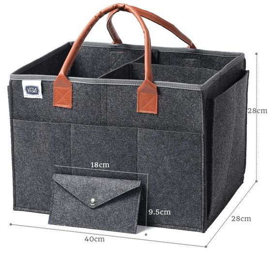 Little Story Diaper Caddy With Travel Pouch Large, Color: Grey, 6 image
