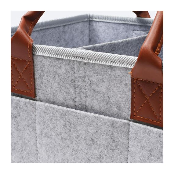 Little Story Diaper Caddy With Pouch Medium, Color: Light Grey, 5 image