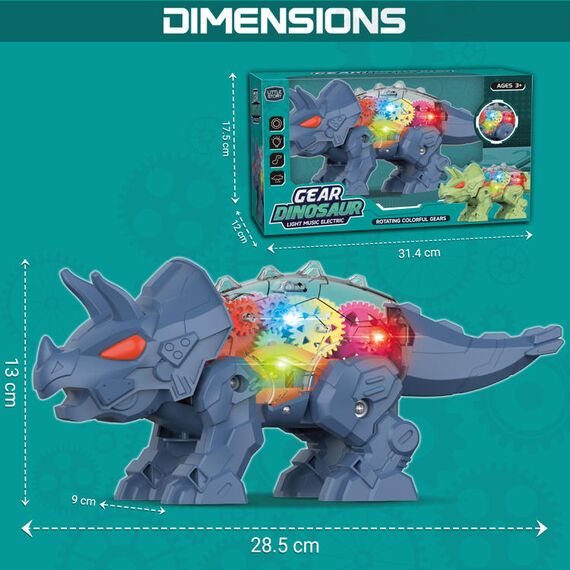 Little Story Electric Diy Gear Dinosaur Toy With Light And Sound, Color: Blue, 5 image