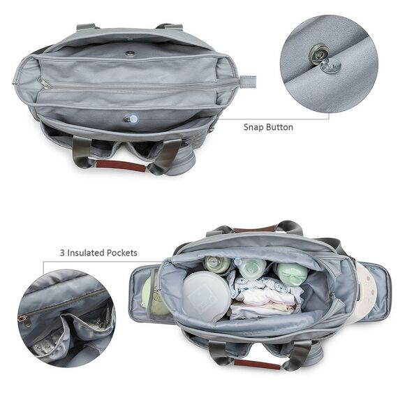 Little Story Quilted Diaper Bag With Pacifier Pouch, 5 image