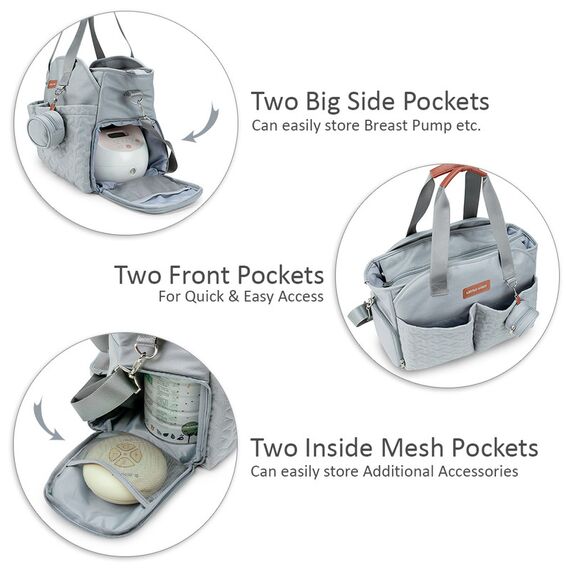 Little Story Quilted Diaper Bag With Pacifier Pouch, 7 image