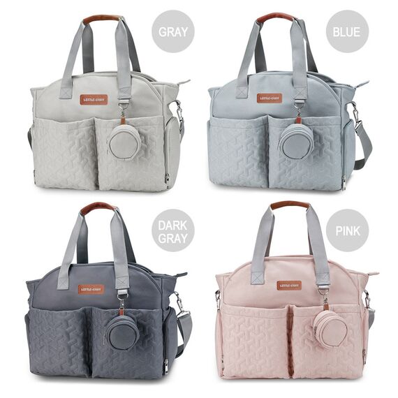 Little Story Quilted Diaper Bag With Pacifier Pouch, 15 image