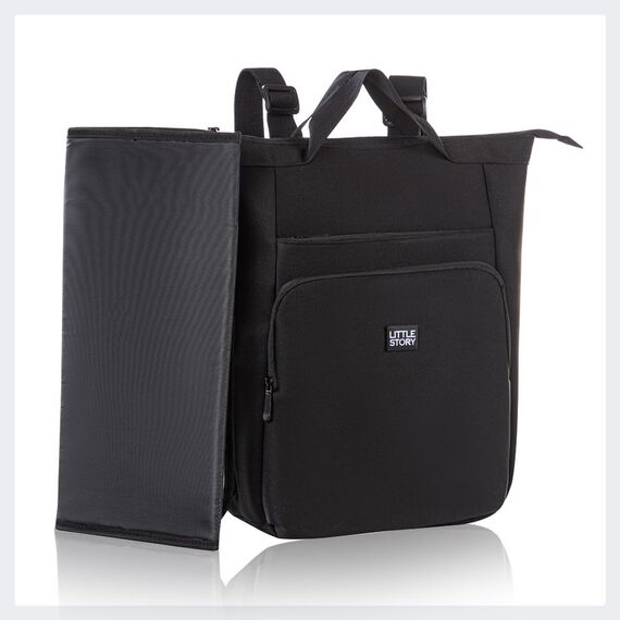 Little Story Mommy Diaper Bag With Changing Mat, Color: Black, 3 image
