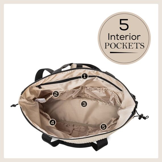 Little Story Mommy Diaper Bag With Changing Mat, Color: Beige, 6 image