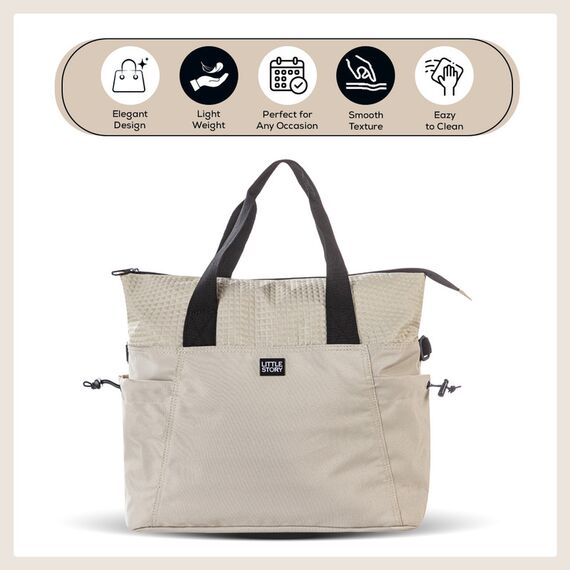 Little Story Mommy Diaper Bag With Changing Mat, Color: Beige, 8 image
