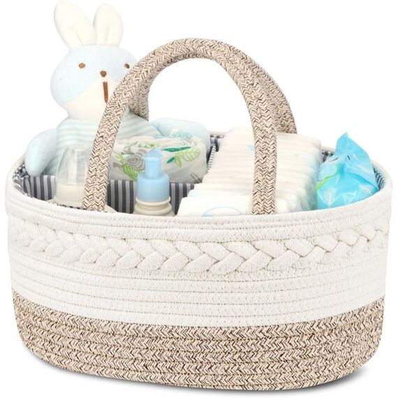 Little Story Cotton Rope Diaper Caddy, Color: Ivory