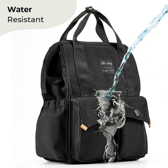 Little Story Elite Diaper Bag With Stroller Hooks And Changing Mat, Color: Black, 5 image