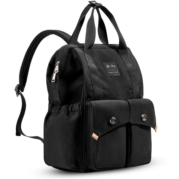 Little Story Elite Diaper Bag With Stroller Hooks And Changing Mat, Color: Black, 8 image