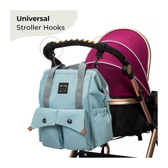Little Story Elite Diaper Bag With Stroller Hooks And Changing Mat, Color: Blue, 4 image