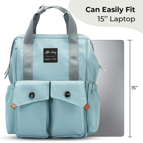 Little Story Elite Diaper Bag With Stroller Hooks And Changing Mat, Color: Blue, 6 image