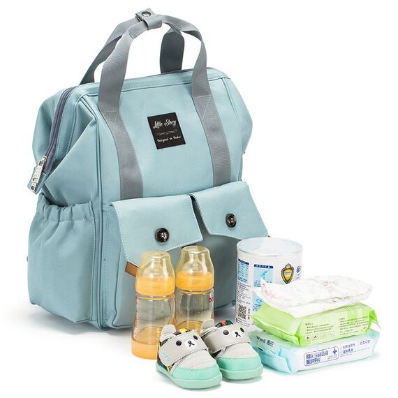 Little Story Elite Diaper Bag With Stroller Hooks And Changing Mat, Color: Blue, 7 image