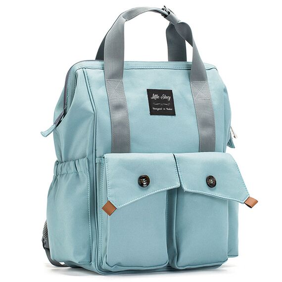 Little Story Elite Diaper Bag With Stroller Hooks And Changing Mat, Color: Blue, 8 image