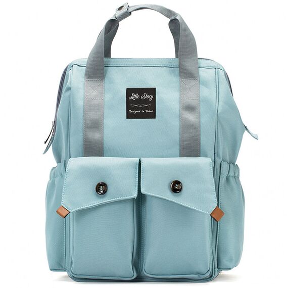 Little Story Elite Diaper Bag With Stroller Hooks And Changing Mat, Color: Blue, 9 image