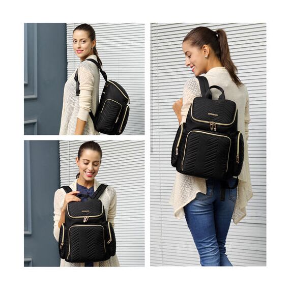 Little Story Georgia Diaper Bag With Changing Pad And Stroller Hooks, Color: Black, 9 image