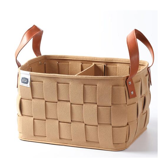 Little Story Multipurpose Laundry Caddy Basket Felt 24.4L, Color: Khaki