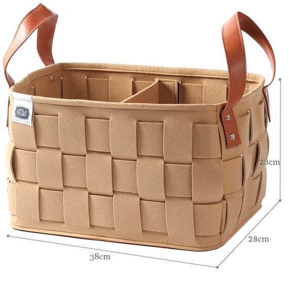 Little Story Multipurpose Laundry Caddy Basket Felt 24.4L, Color: Khaki, 6 image