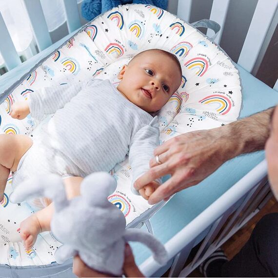 Little Story Soft Breathable Fiberfill Newborn Lounger Bed, Color: White, 9 image