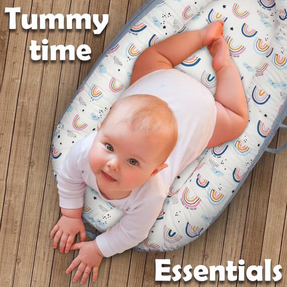 Little Story Soft Breathable Fiberfill Newborn Lounger Bed, Color: White, 11 image