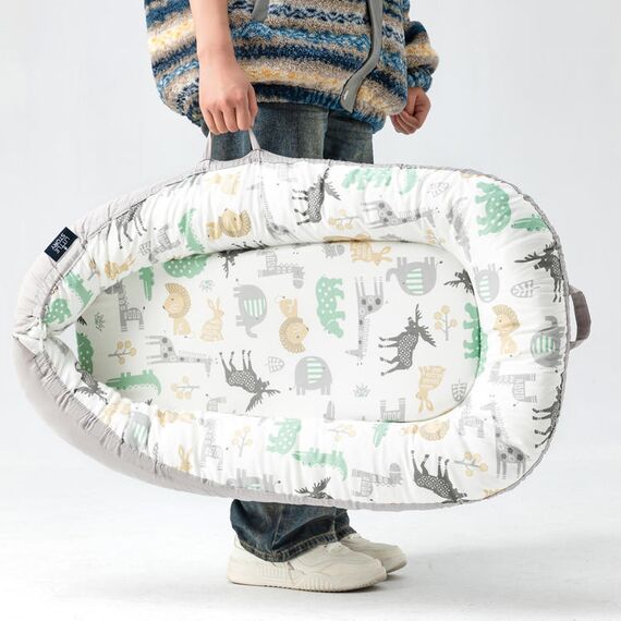 Little Story Soft Breathable Fiberfill Newborn Lounger Bed, Color: Animal Printed, 5 image