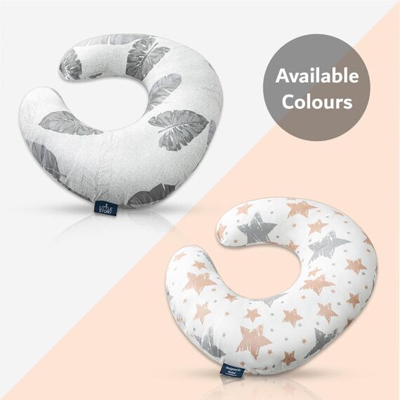 Little Story Baby Nursing And Feeding Pillow Stars 0-12 Months, Color: White & Grey, 6 image