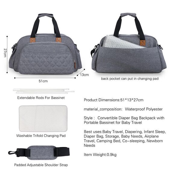 Little Story Bed In A Bag Quilted Black, Color: Grey, 7 image