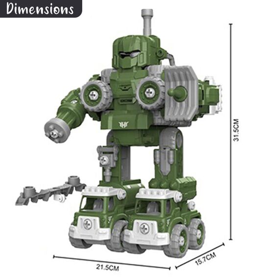 Little Story 5In1 Robot Transformation Fire Fighter Truck With Remote Red, Color: Green, 5 image