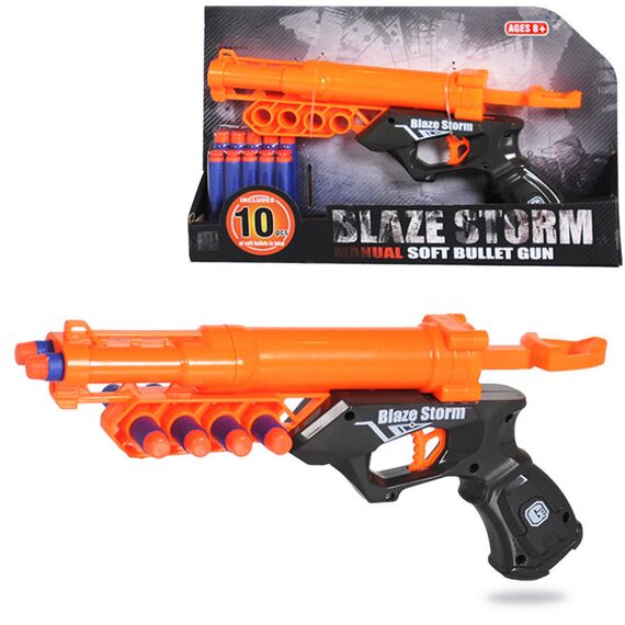 Little Story Kids Manual Soft Bullet Gun With 10Pcs Soft Bullets Blue, Color: Orange, 6 image