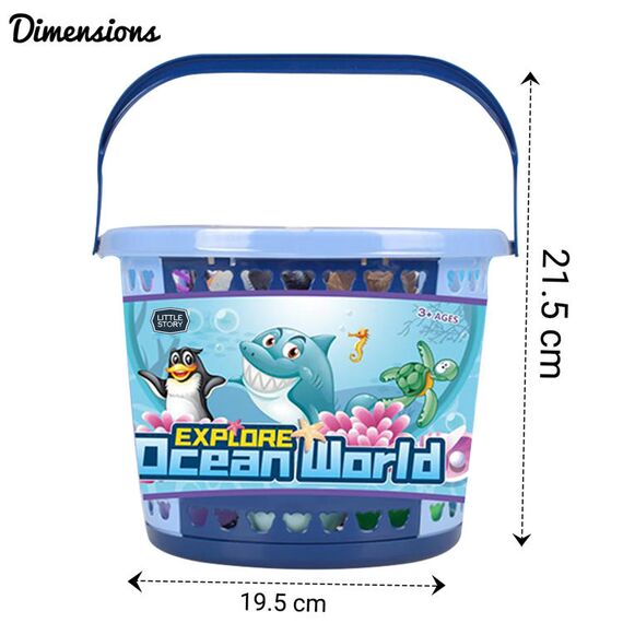 Little Story 17 Pcs Ocean World Bucket Set With Marine Animals And Ocean Ball Accessories, 6 image