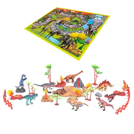 Little Story Dino World Set 18 Pcs With 9 Dinosaur Figures And Scene Carpet