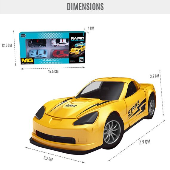 Little Story 4 Pcs Slide Die Cast Rapid Car Set, 11 image