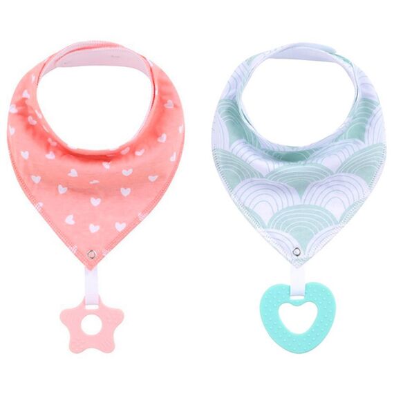 Little Story Bandana Drool Bibs Set Of 2 Love