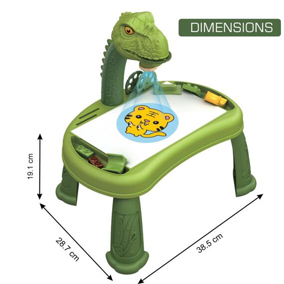 Little Story Diy T-Rex 3-In-1 Spinning Puzzle Block Table, Projection Drawing Board & Learning Table Set (81 Pcs), Stem Series - Multicolor, 16 image