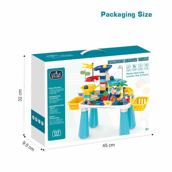 Little Story Diy Slide Track Rolling Ball Blocks Table (111 Pcs), Stem Series - Multicolor, 10 image