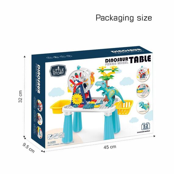 Little Story Diy Dinosaur Ferris Wheels Blocks Table (52Pcs), Stem Series - Multicolor, 13 image