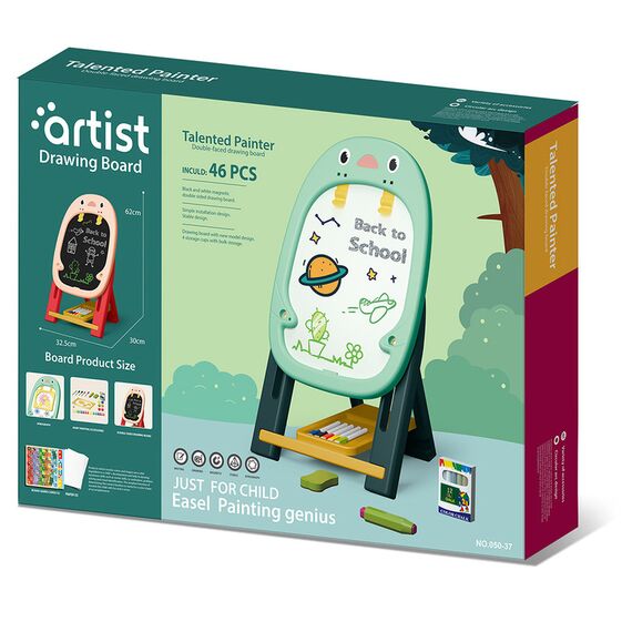 Little Story Artist Penguin Double Sided Magnetic Drawing Board (46 Pcs) With 2 Board Games - Green, 2 image