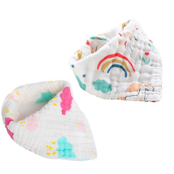 Little Story Muslin Bandana Bibs Set Of 2 Unicorn