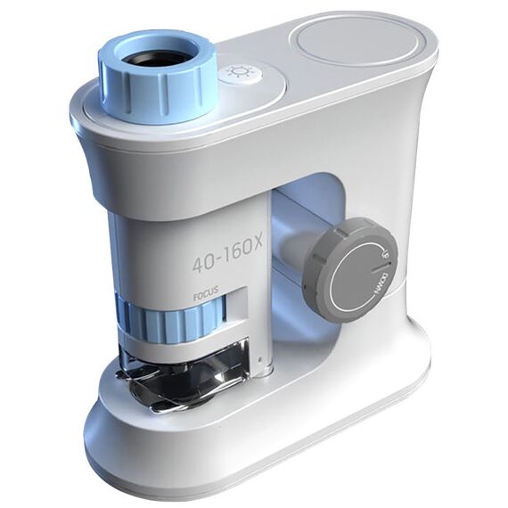 Little Story Scientific Portable Optical Microscope Toy (40-160X Zoom), Stem Series - Blue