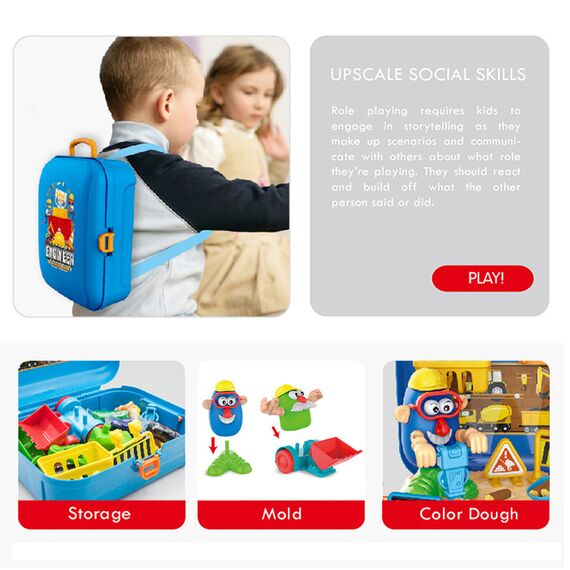 Little Story Role Play Construction Site Box With Dough Backpack 42 Pcs, 6 image