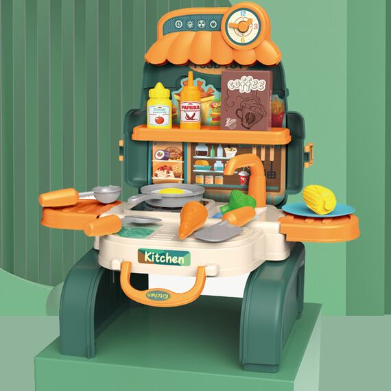 Little Story Role Play Chef / Kitchen / Restaurant Toy Set School Bag (21 Pcs) - Green, 3-In-1 Mode, 6 image