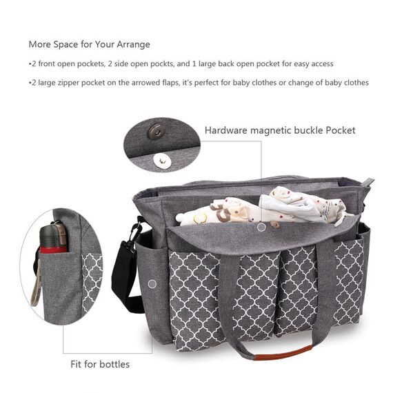 Little Story Signature Diaper Bag Black, Color: Grey, 3 image