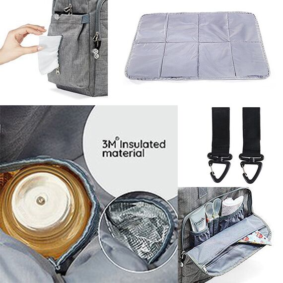 Little Story Styler Diaper Backpack Black, Color: Grey, 19 image