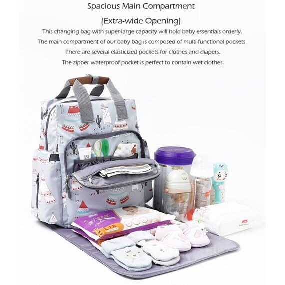 Little Story Styler Diaper Backpack Black, Color: Polar Bear Grey, 10 image