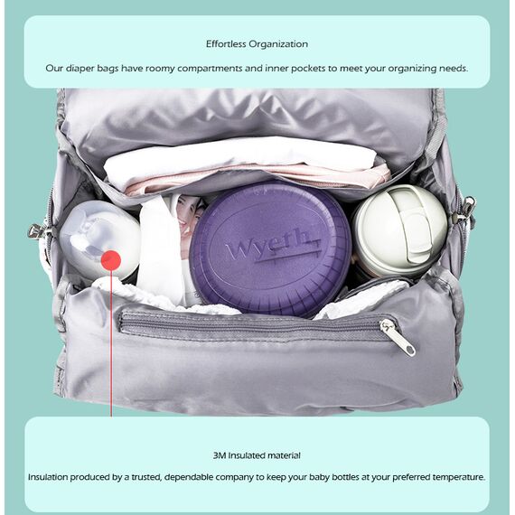 Little Story Styler Diaper Backpack Black, Color: Polar Bear Grey, 15 image