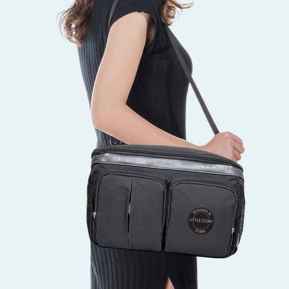Little Story Stroller Organizer Travel Bag Black, Color: Black, 4 image