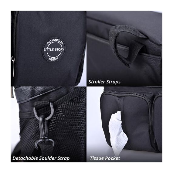 Little Story Stroller Organizer Travel Bag Black, Color: Black, 17 image
