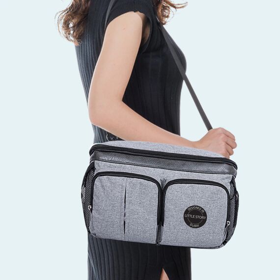 Little Story Stroller Organizer Travel Bag Black, Color: Grey, 4 image